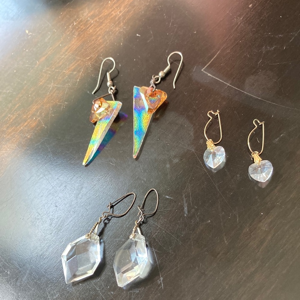 Gem stone statement earring bundle (3)